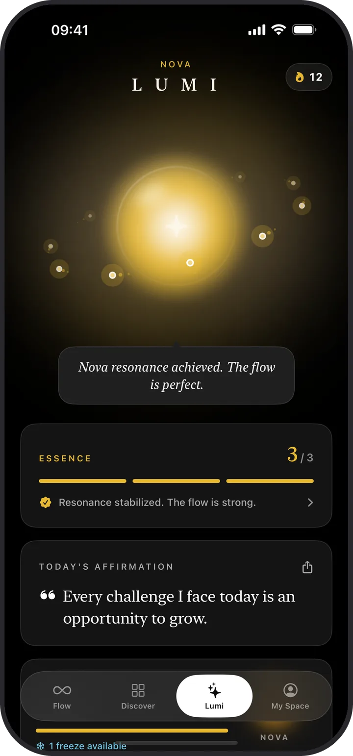 The Lumi screen in Kiyolu in dark mode