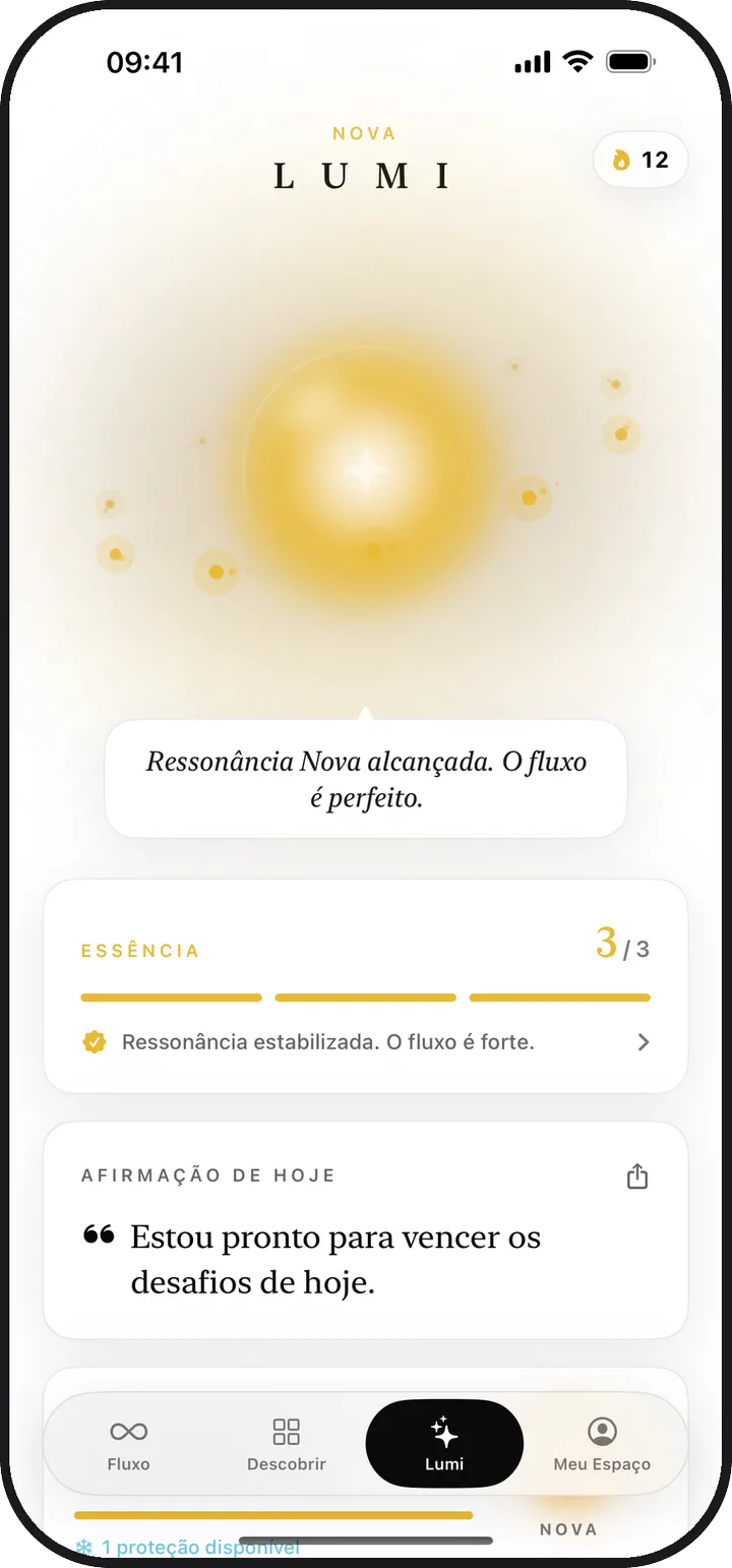 A tela Lumi do Kiyolu com uma luz brilhante e a essência de hoje