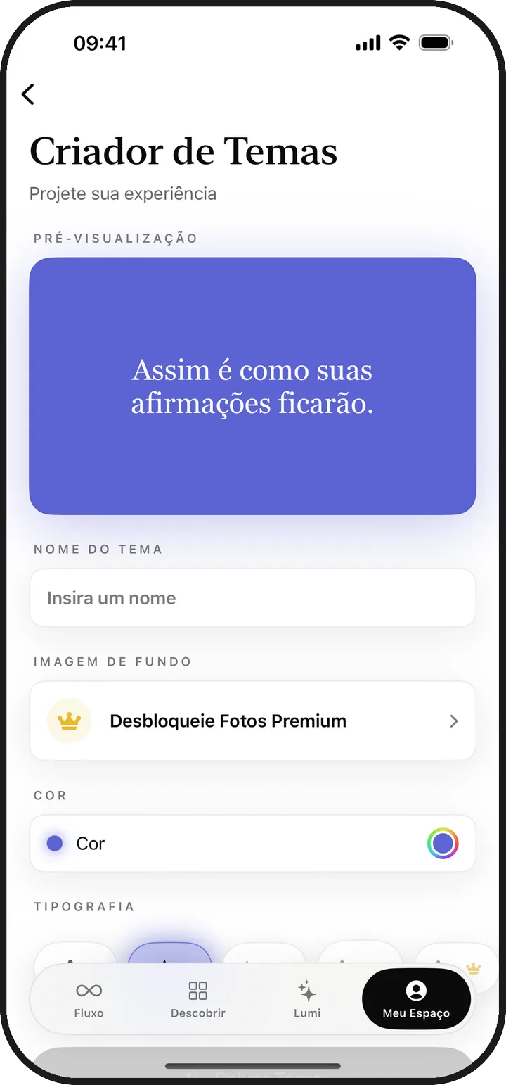 O Criador de Temas do Kiyolu com a prévia de um tema personalizado