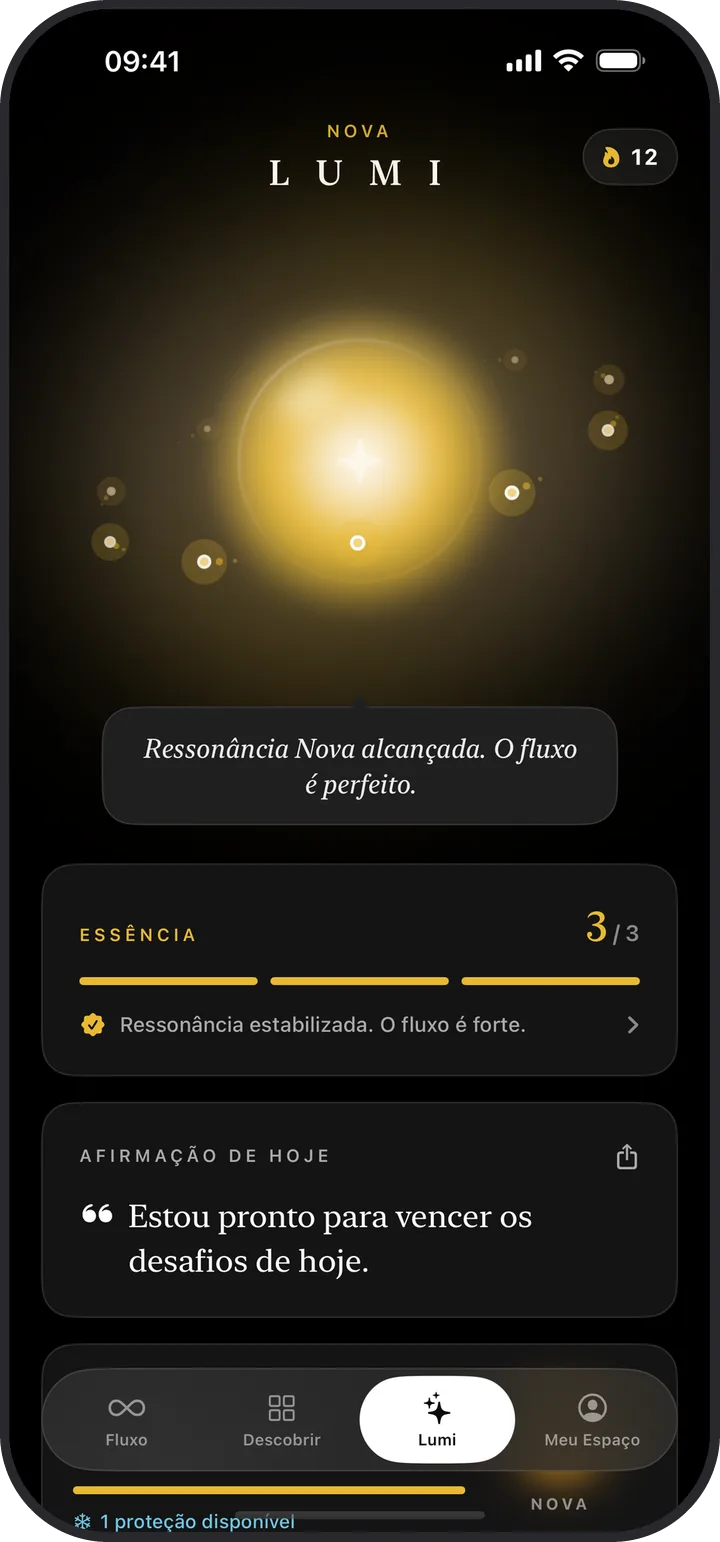 A tela Lumi do Kiyolu no modo escuro