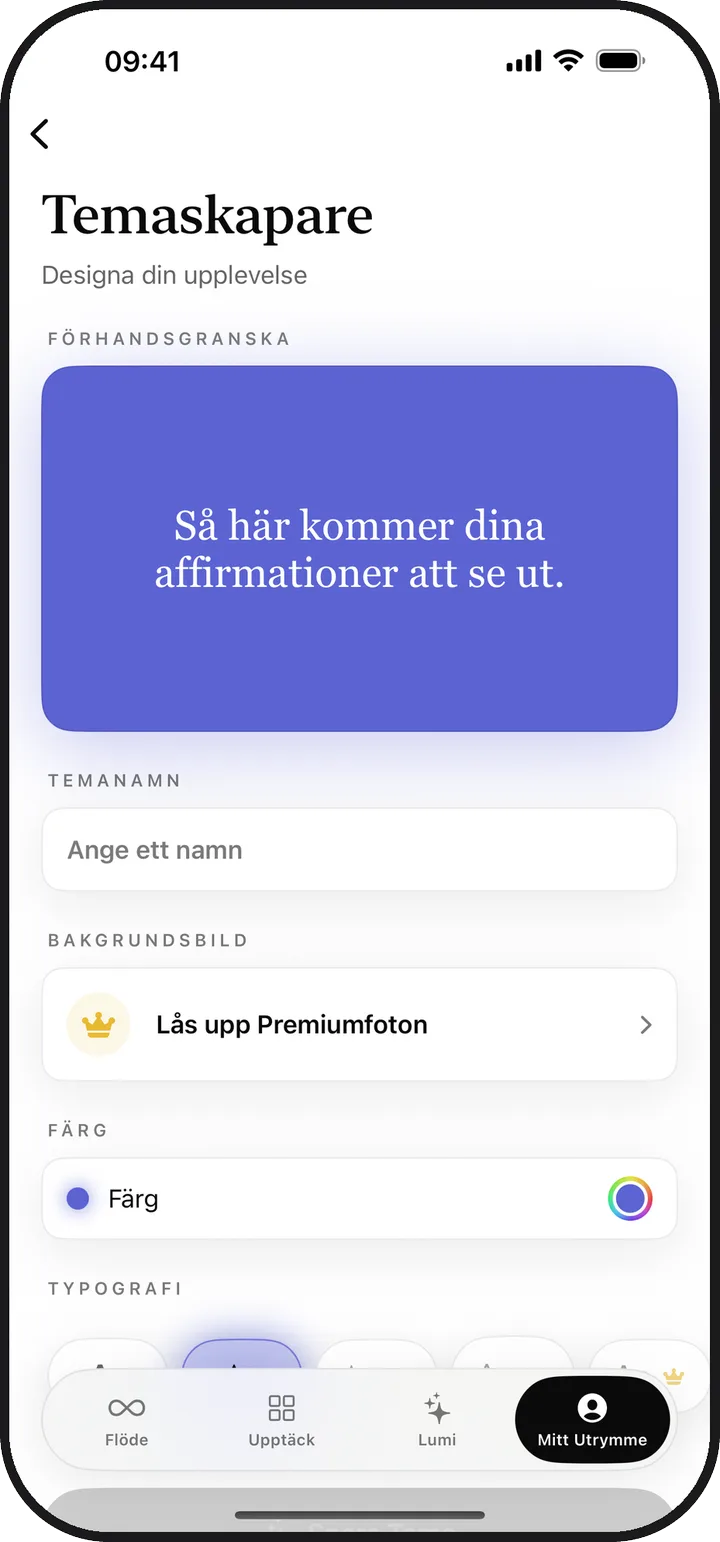 Temaskaparen i Kiyolu med en förhandsvisning av ett eget tema