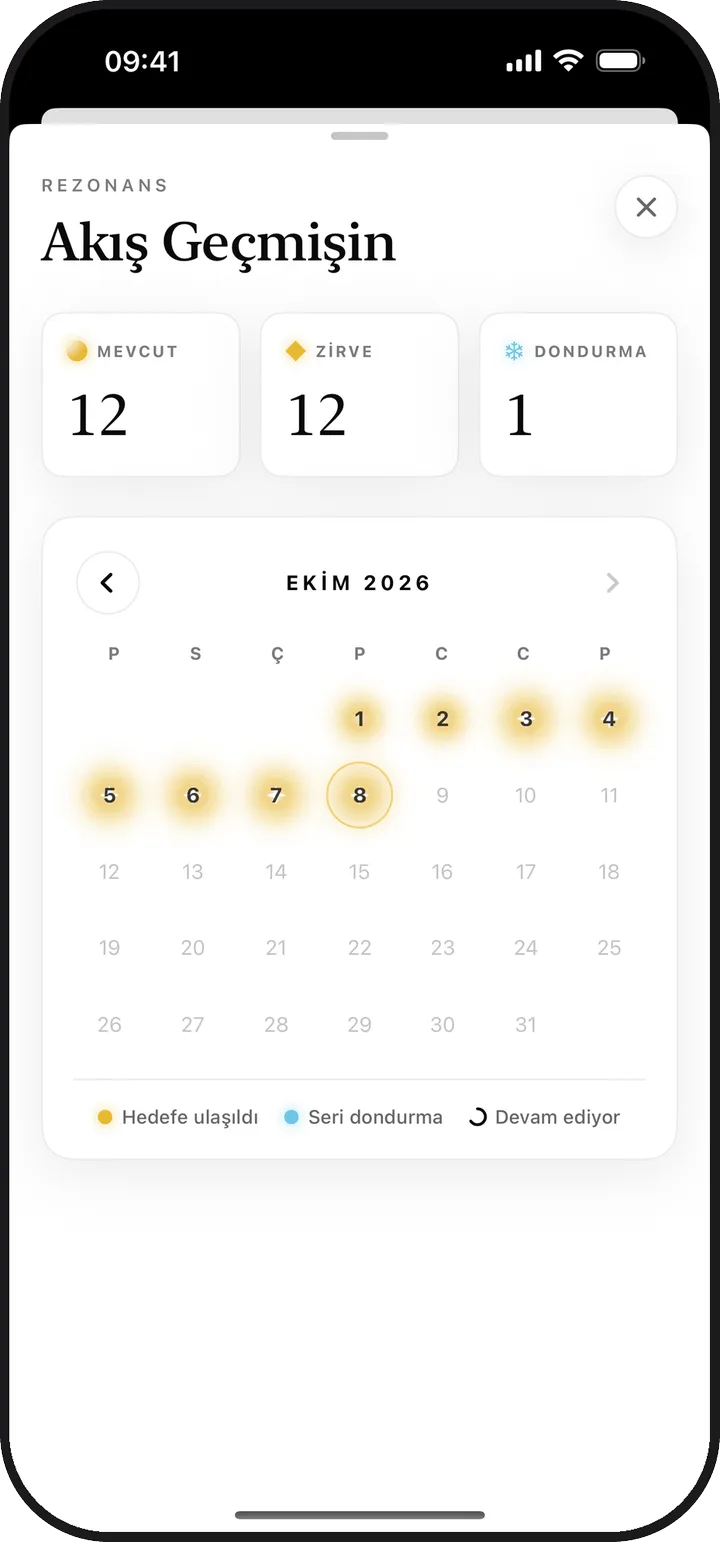 Kiyolu'daki Akış Geçmişi takviminde bir seri